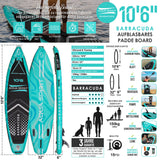 Aqua Spirit Barracuda SUP gonfiabile Stand Up Paddle Board 2025, 10'6x81,3 x 15,2 cm, Kit completo di conversione kayak con pagaia, zaino, pompa e altri accessori, Principianti e esperti Adulti