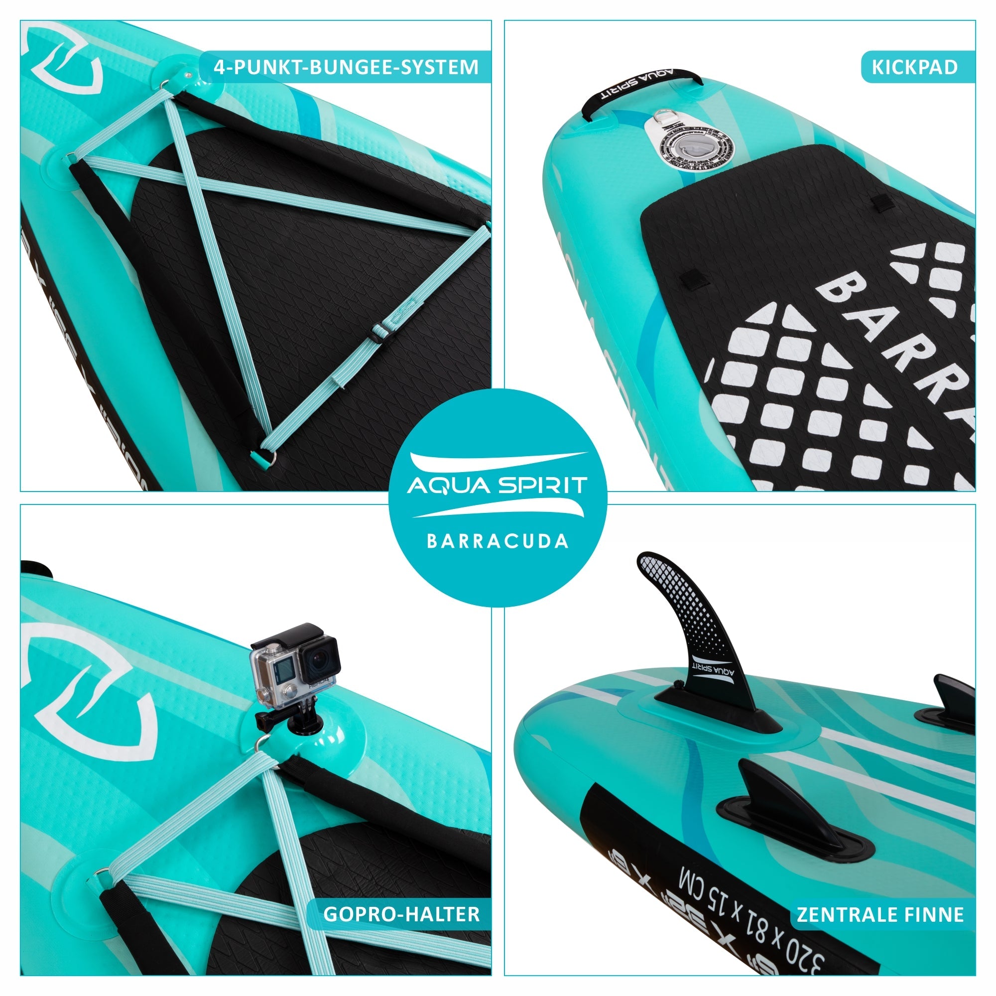 Aqua Spirit Barracuda SUP gonfiabile Stand Up Paddle Board 2025, 10'6x81,3 x 15,2 cm, Kit completo di conversione kayak con pagaia, zaino, pompa e altri accessori, Principianti e esperti Adulti