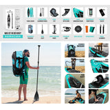 Aqua Spirit Barracuda SUP gonfiabile Stand Up Paddle Board 2024, 10'6x81,3 x 15,2 cm, Kit completo di conversione kayak con pagaia, zaino, pompa e altri accessori, Principianti e esperti adulti