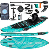 Aqua Spirit Barracuda SUP gonfiabile Stand Up Paddle Board 2024, 10'6x81,3 x 15,2 cm, Kit completo di conversione kayak con pagaia, zaino, pompa e altri accessori, Principianti e esperti adulti