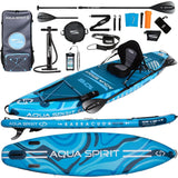 Aqua Spirit Barracuda SUP gonfiabile Stand Up Paddle Board 2024, 10'6x81,3 x 15,2 cm, Kit completo di conversione kayak con pagaia, zaino, pompa e altri accessori, Principianti e esperti adulti