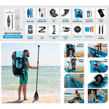 Aqua Spirit Barracuda SUP gonfiabile Stand Up Paddle Board 2024, 10'6x81,3 x 15,2 cm, Kit completo di conversione kayak con pagaia, zaino, pompa e altri accessori, Principianti e esperti adulti