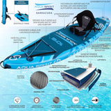 Aqua Spirit Barracuda SUP gonfiabile Stand Up Paddle Board 2024, 10'6x81,3 x 15,2 cm, Kit completo di conversione kayak con pagaia, zaino, pompa e altri accessori, Principianti e esperti adulti