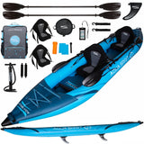 Aqua Spirit Tavola gonfiabile per kayak, 10'5"/13'5", kit completo per kayak per 1 o 2 persone con pagaia, zaino, pompa a doppia azione e altri accessori, Principianti ed esperti per adulti, 3 anni